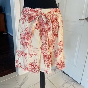 Old Navy Cream and Salmon Floral Skirt